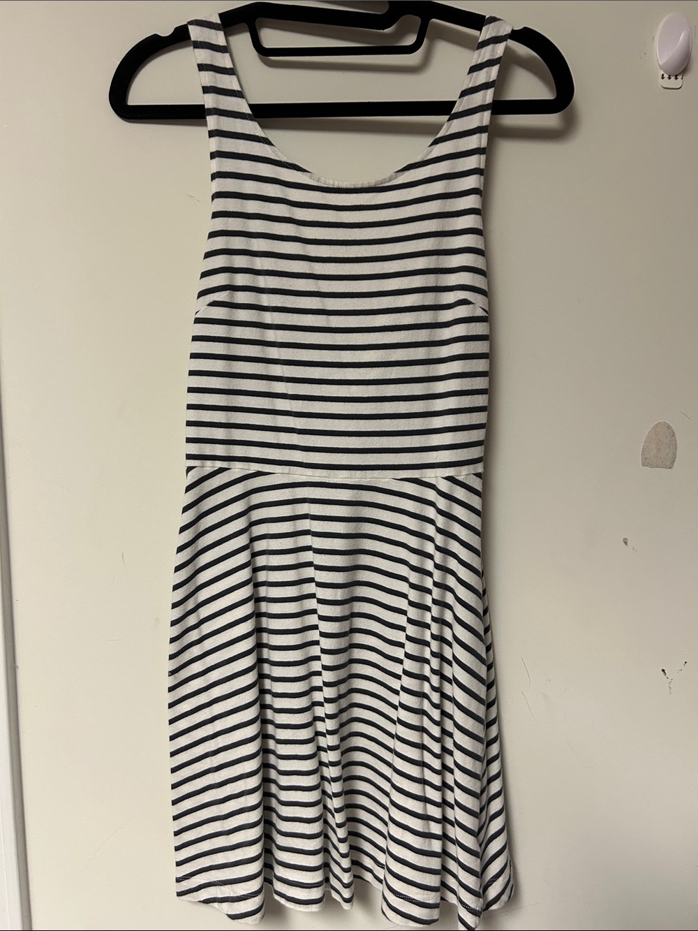 American Eagle Outfitters White and Navy Striped Tank Dress